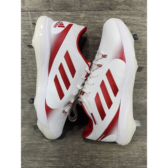 Adidas Purehustle 2.0 White Red Fastpitch Metal Softball Cleats Size 11 Womens - Picture 8 of 12